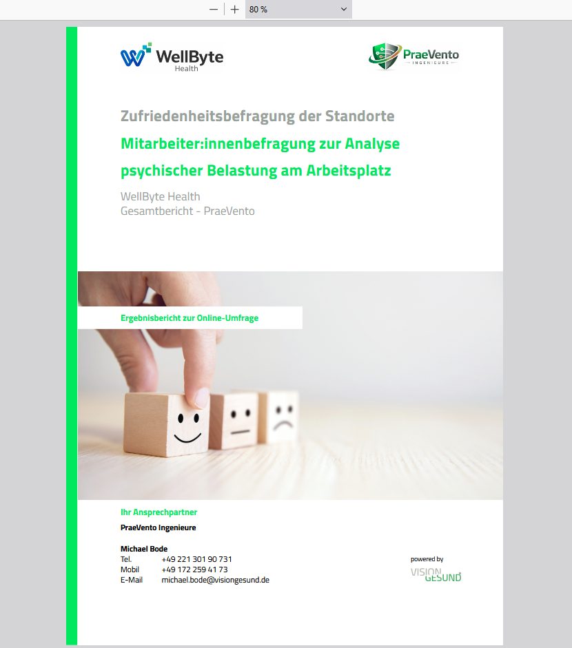 Zu sehen ist ein Ausschnit des Berichts aus der Sicht eines Vermittlers.