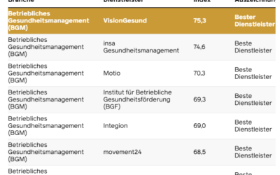VisionGesund erneut auf Platz 1 – Zum 6. Mal Bester Mittelstandsdienstleister 2026